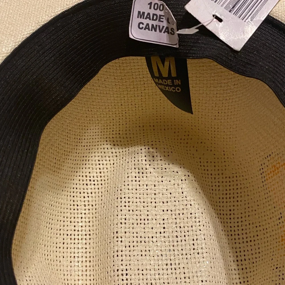 Womens 100% Canvas‎ Made in Mexico Hand Painted Butterfly Panama Hat Medium NEW